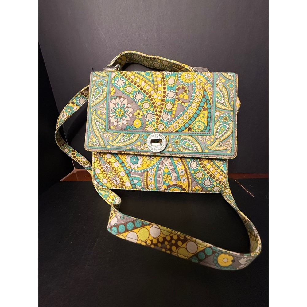 Vera Bradley Sun Valley Paisley Quilted Crossbody Satchel Bag Turn Lock